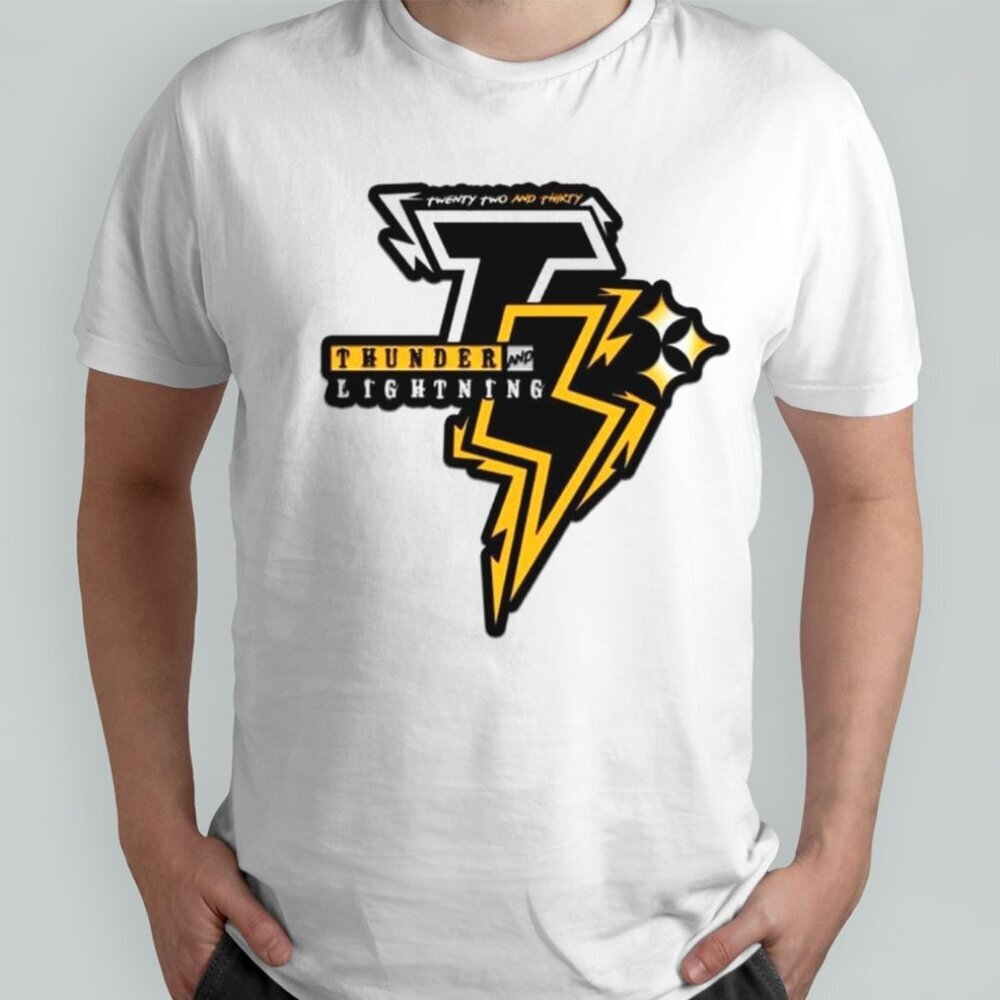 Twenty Two And Thirty Thunder And Lightning Graphic T-Shirt Statement Casual Tee